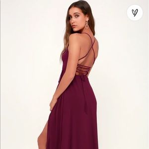 Lulus In Love Forever Lace-Up High-Low Maxi Dress